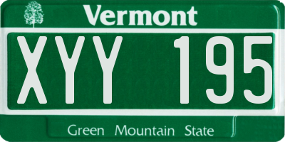 VT license plate XYY195