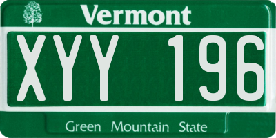 VT license plate XYY196