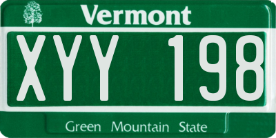 VT license plate XYY198