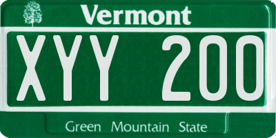 VT license plate XYY200