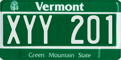 VT license plate XYY201