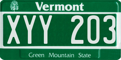 VT license plate XYY203