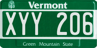VT license plate XYY206