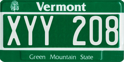 VT license plate XYY208
