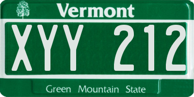 VT license plate XYY212