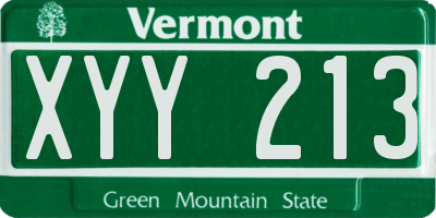 VT license plate XYY213