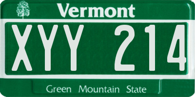 VT license plate XYY214