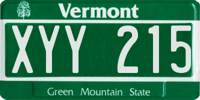 VT license plate XYY215