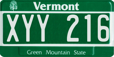 VT license plate XYY216