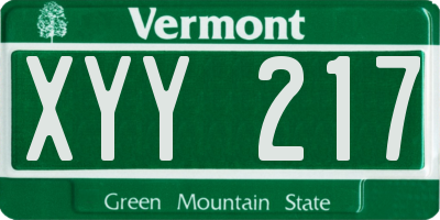 VT license plate XYY217