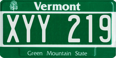 VT license plate XYY219