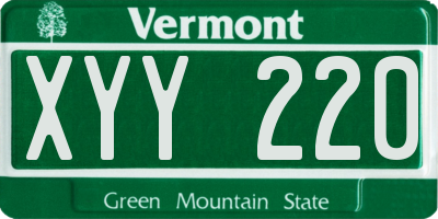 VT license plate XYY220