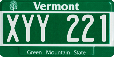 VT license plate XYY221
