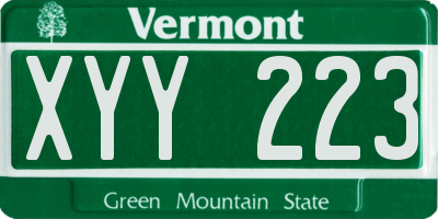 VT license plate XYY223