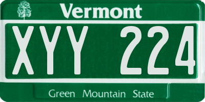 VT license plate XYY224