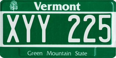 VT license plate XYY225
