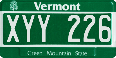 VT license plate XYY226