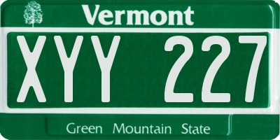 VT license plate XYY227
