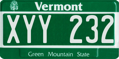 VT license plate XYY232