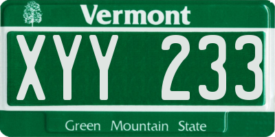 VT license plate XYY233