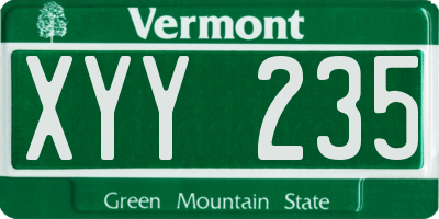 VT license plate XYY235