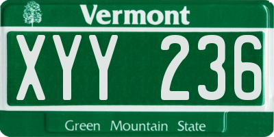 VT license plate XYY236
