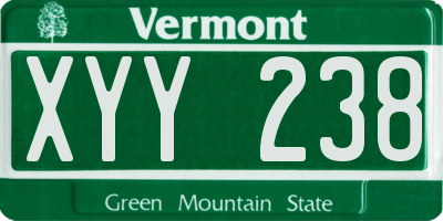 VT license plate XYY238