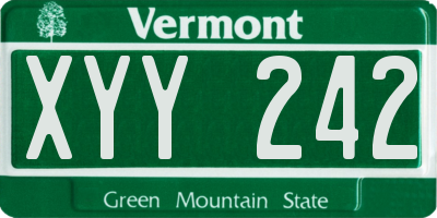 VT license plate XYY242