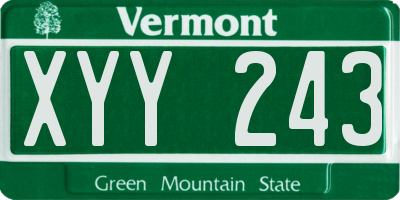 VT license plate XYY243
