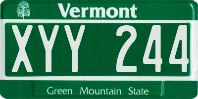 VT license plate XYY244