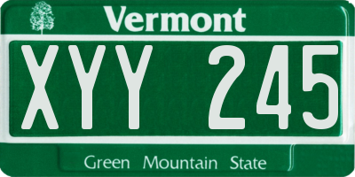 VT license plate XYY245