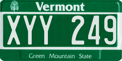 VT license plate XYY249