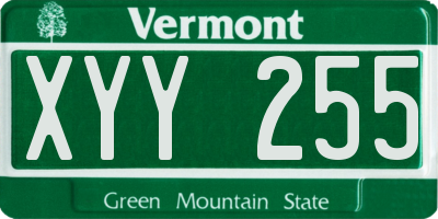 VT license plate XYY255