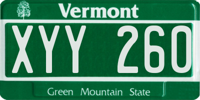 VT license plate XYY260