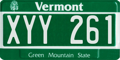 VT license plate XYY261