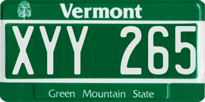 VT license plate XYY265