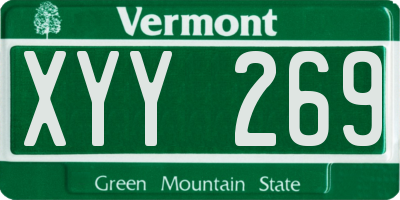 VT license plate XYY269