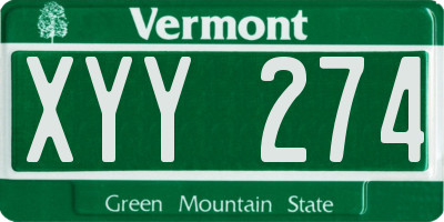 VT license plate XYY274
