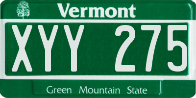 VT license plate XYY275