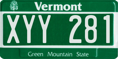 VT license plate XYY281