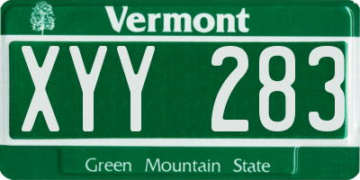 VT license plate XYY283