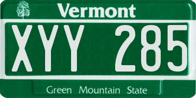 VT license plate XYY285