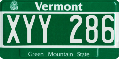 VT license plate XYY286