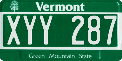 VT license plate XYY287