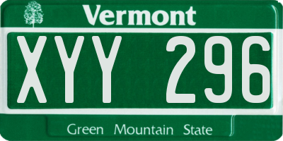 VT license plate XYY296