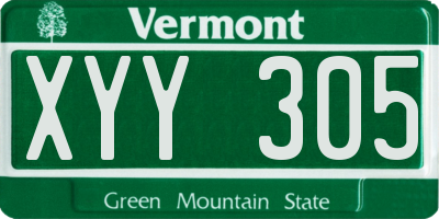 VT license plate XYY305