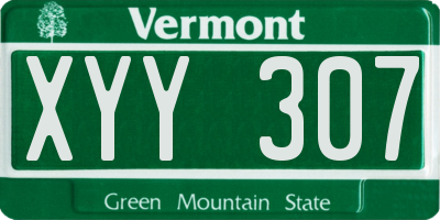 VT license plate XYY307