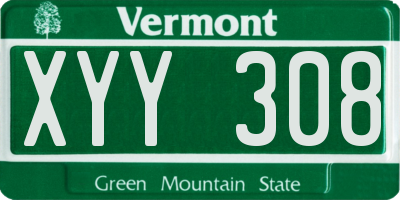 VT license plate XYY308