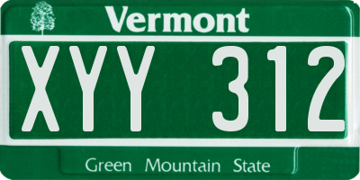 VT license plate XYY312