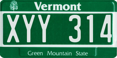 VT license plate XYY314